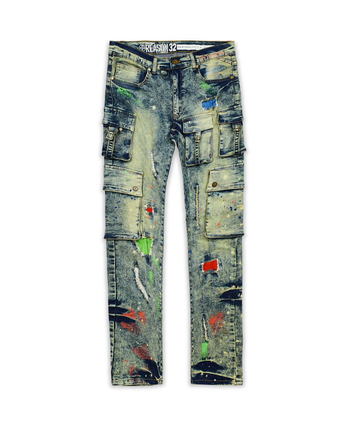 Radical Paint Splatter Patch Jeans | Reason Clothing Special Offer