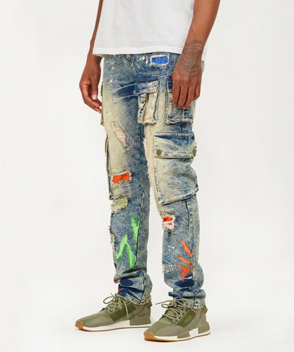 Radical Paint Splatter Patch Jeans | Reason Clothing Special Offer