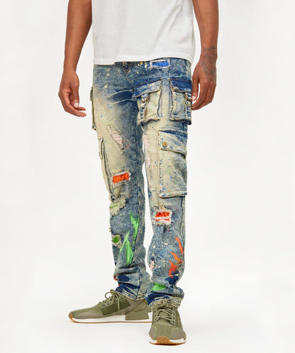Radical Paint Splatter Patch Jeans | Reason Clothing Special Offer