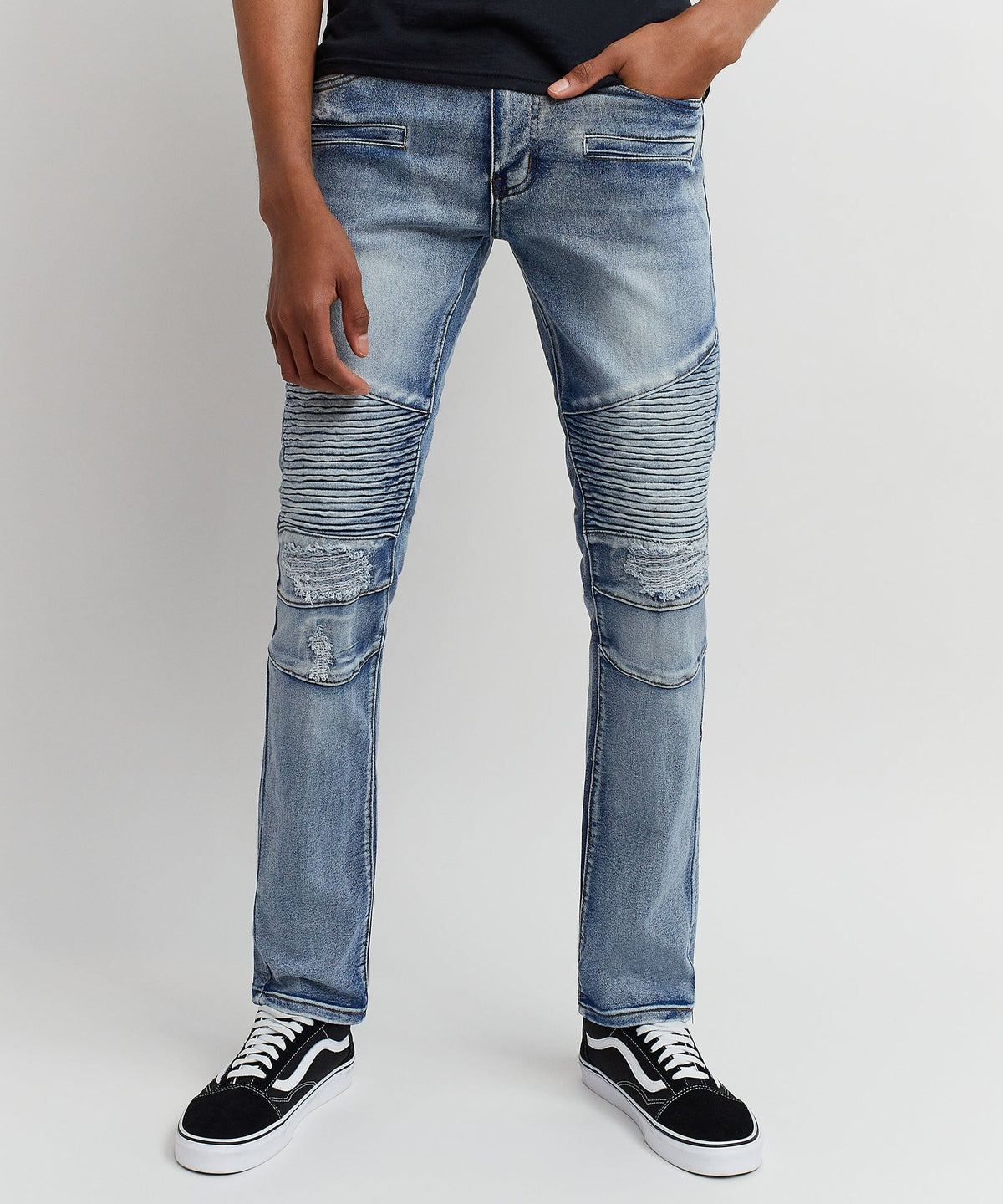 Hudson Washed Moto Jeans | Reason Clothing Signature