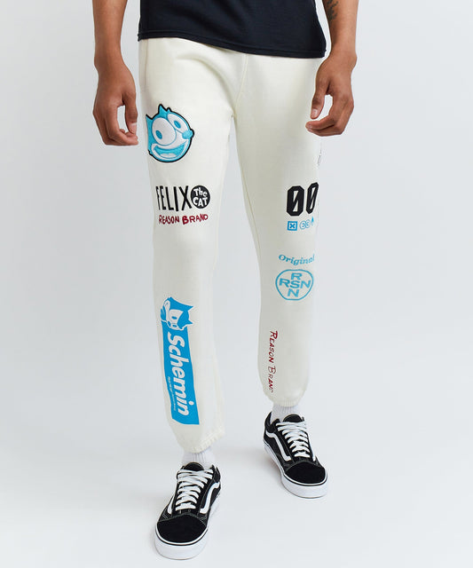 Felix Schemin Embroidery Detail Beige Jogger | Reason Clothing Quality