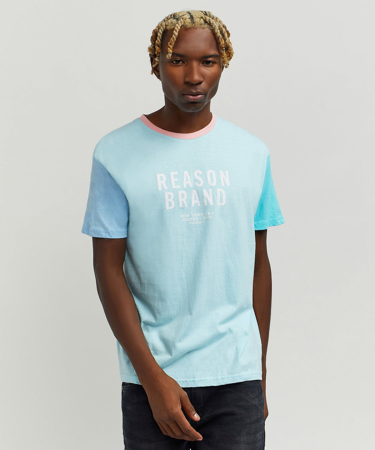 Peter Pastel Color Block Logo Tee | Reason Clothing Discount