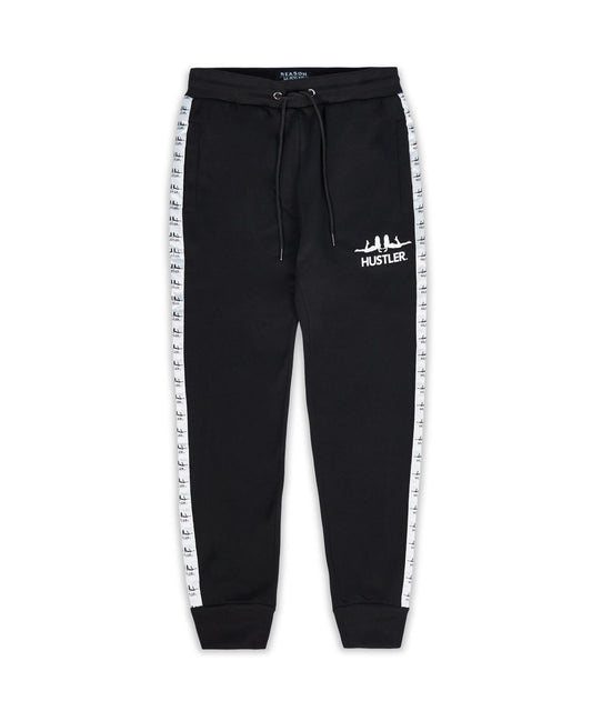 Hustler Side Stripe Logo Jogger - Black 003 Is Live | Reason Clothing Discount