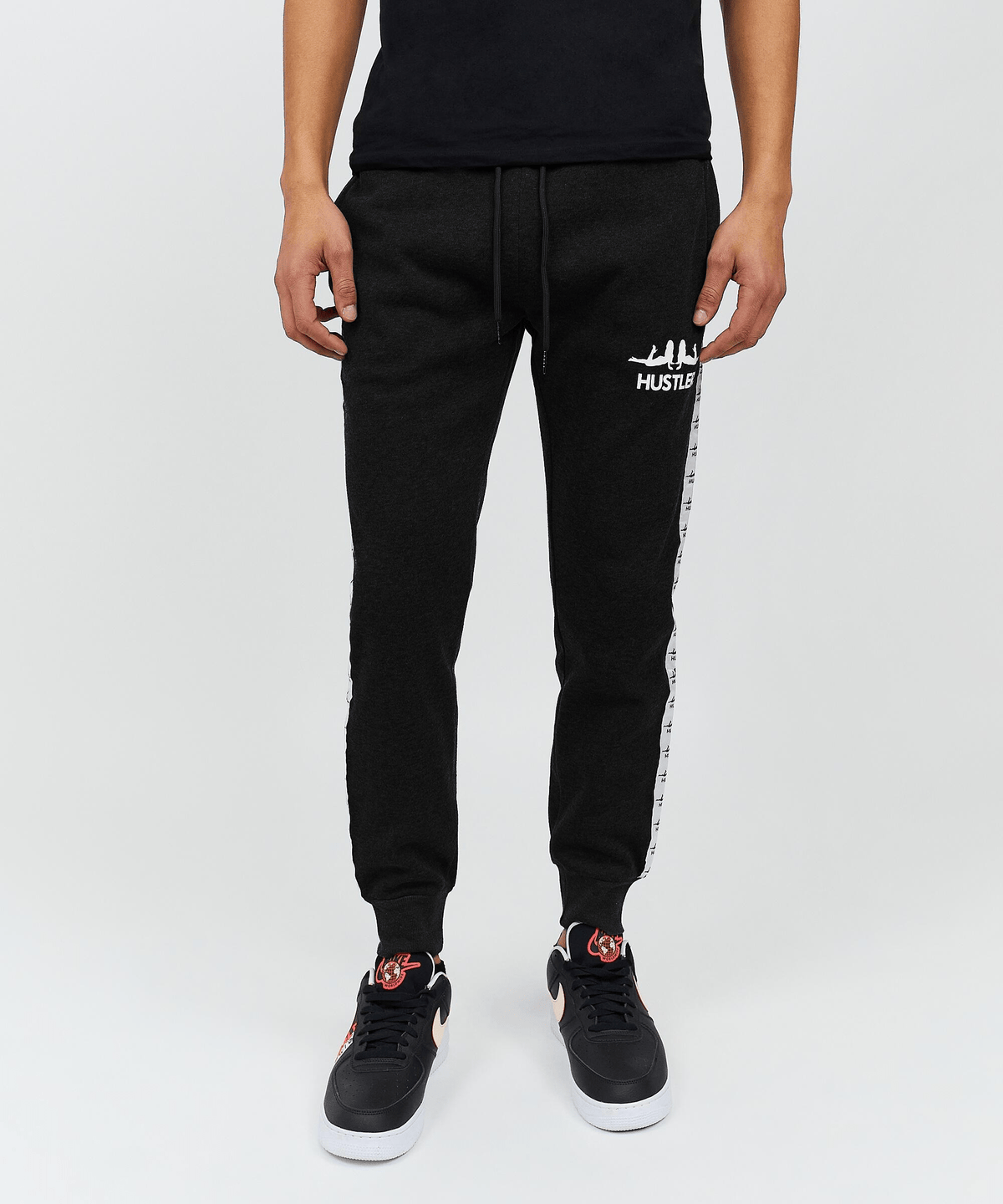 Hustler Side Stripe Logo Jogger - Black 003 Is Live | Reason Clothing Discount
