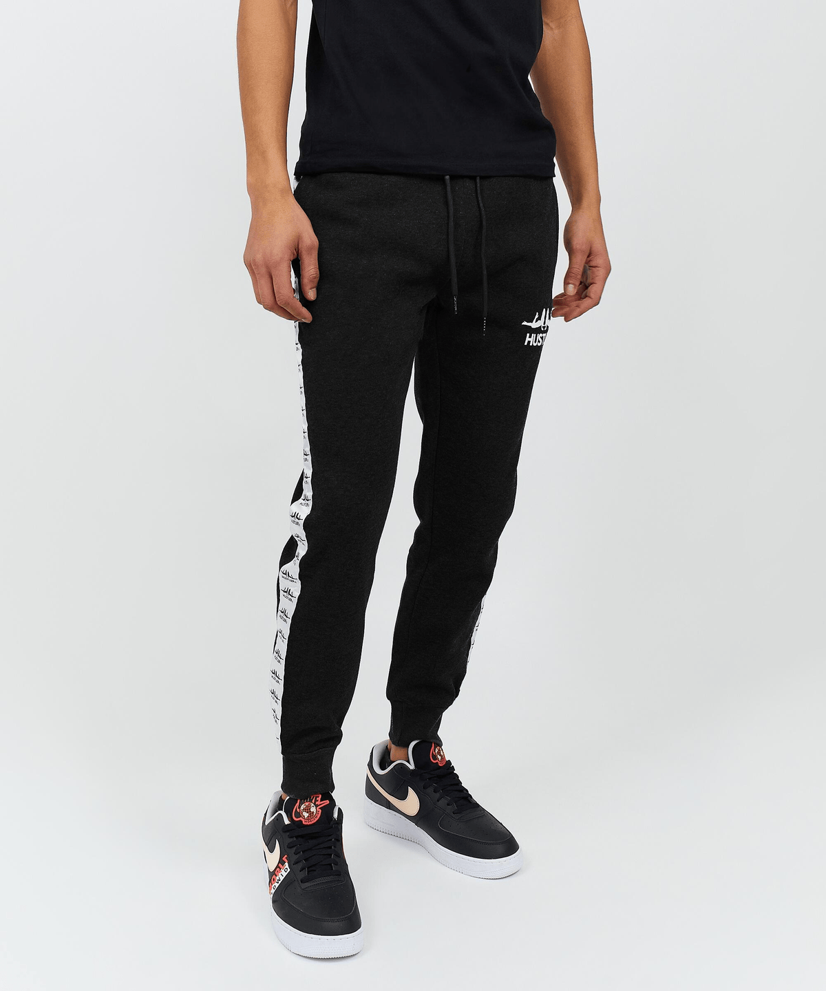 Hustler Side Stripe Logo Jogger - Black 003 Is Live | Reason Clothing Discount