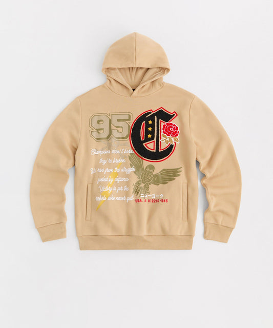 Champion Chenille Embroidered Long Sleeve Hoodie - Khaki | Reason Clothing Best Price