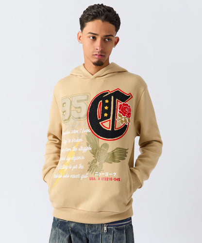 Champion Chenille Embroidered Long Sleeve Hoodie - Khaki | Reason Clothing Best Price