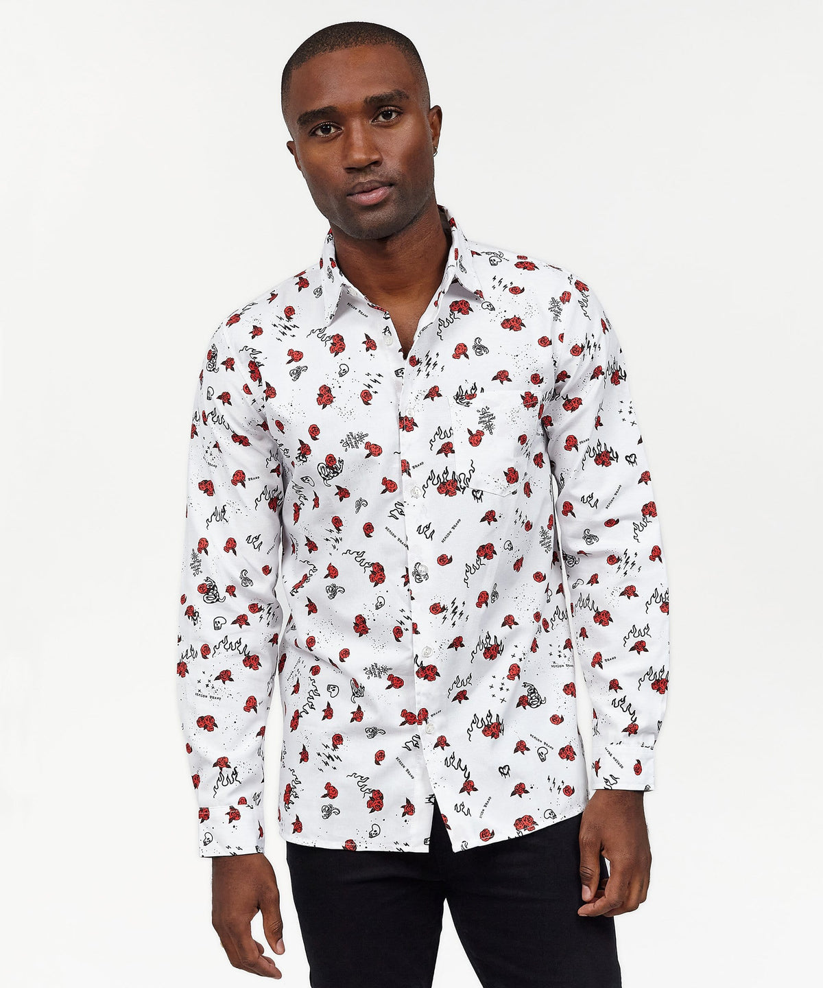 Skulls & Roses Long Sleeve Oxford Short | Reason Clothing Premium