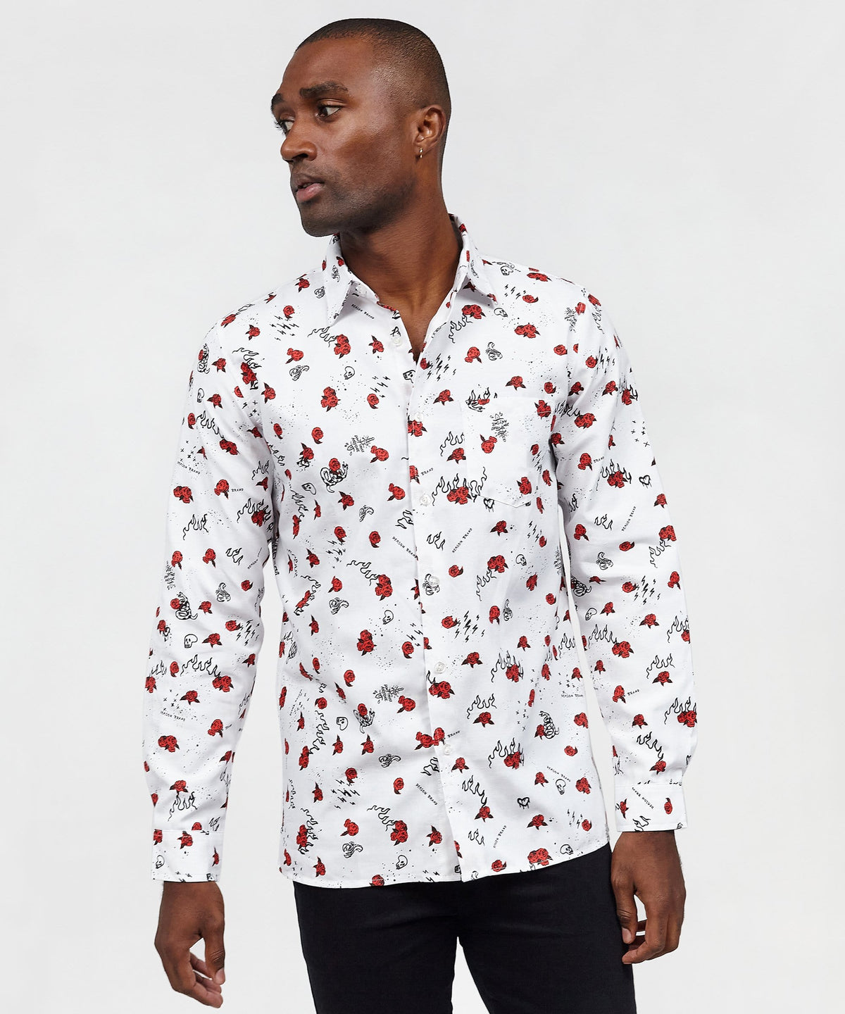 Skulls & Roses Long Sleeve Oxford Short | Reason Clothing Premium