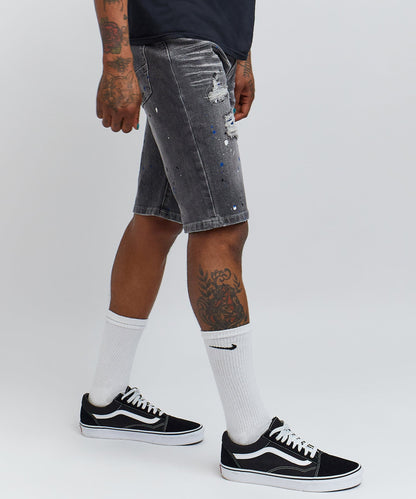Vincent Grey Paint Splatter Jean Shorts | Reason Clothing Smart Buy
