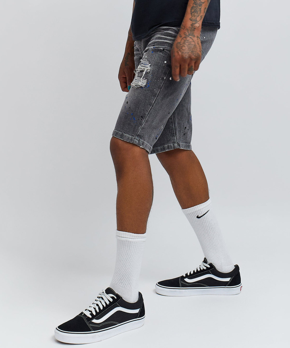Vincent Grey Paint Splatter Jean Shorts | Reason Clothing Smart Buy