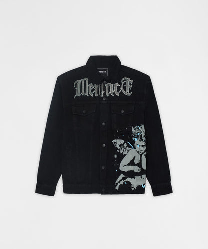 Menace Rhinestone Denim Jacket - Black | Reason Clothing Popular