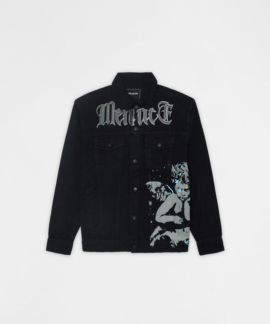 Menace Rhinestone Denim Jacket - Black | Reason Clothing Popular