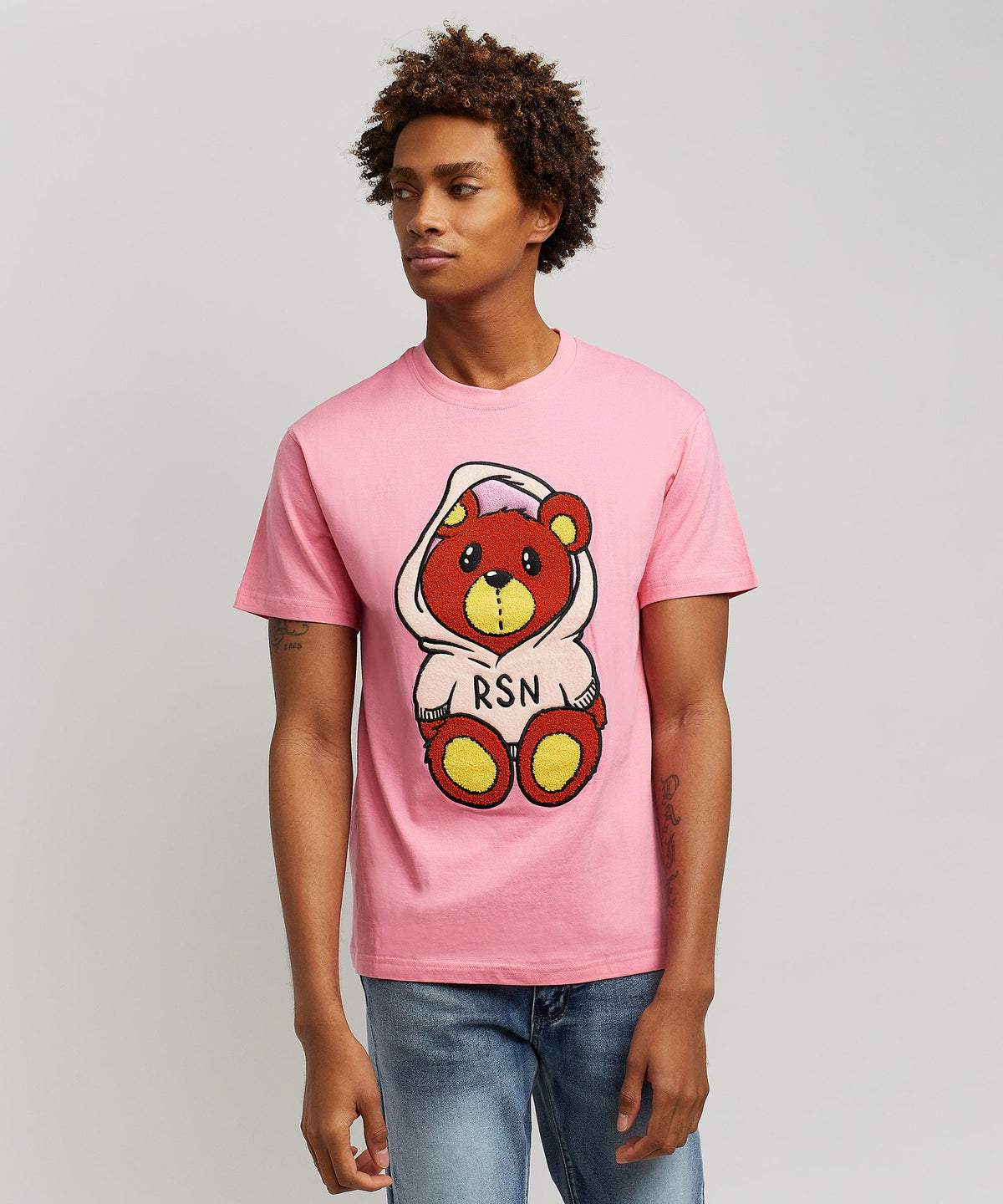 Money Bear Chenille Patch Pink Tee | Reason Clothing Everyday