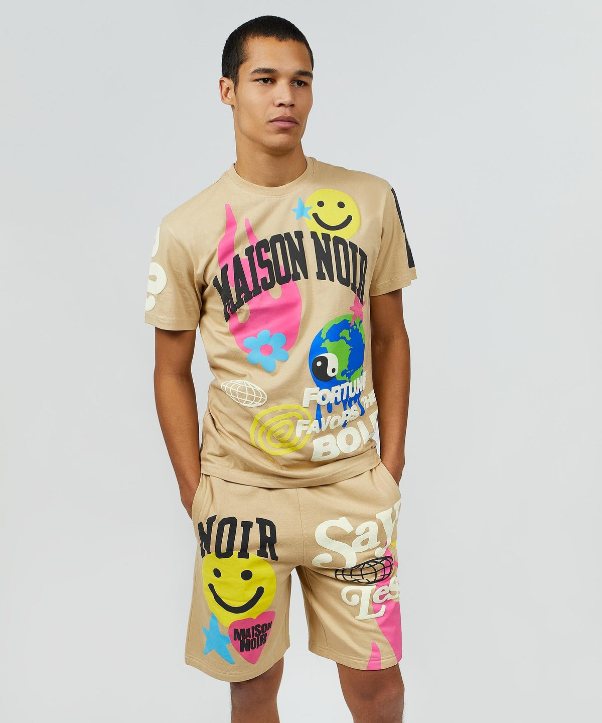 Say Less Puff Print Tee - Khaki | Reason Clothing Latest