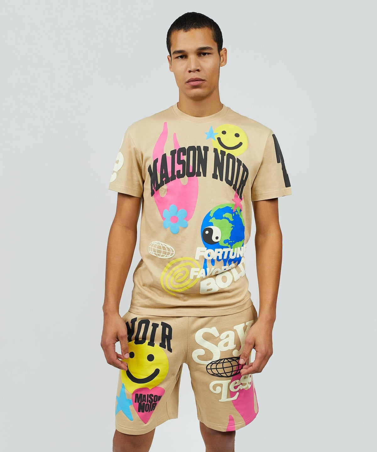 Say Less Puff Print Tee - Khaki | Reason Clothing Latest