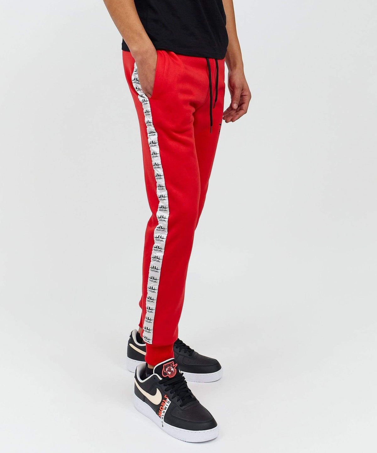 Hustler Side Stripe Logo Jogger - Red | Reason Clothing Premium