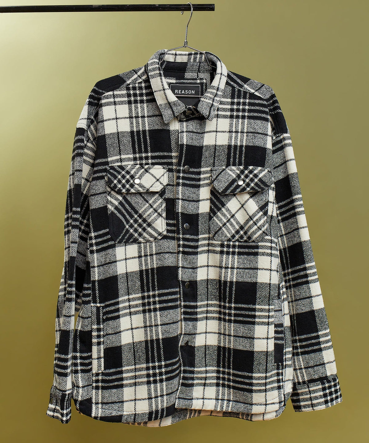 Plaid Black And White Super Heavy Weight Flannel Shirt Jacket | Reason Clothing Best Seller