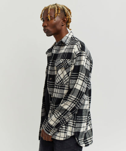 Plaid Black And White Super Heavy Weight Flannel Shirt Jacket | Reason Clothing Best Seller