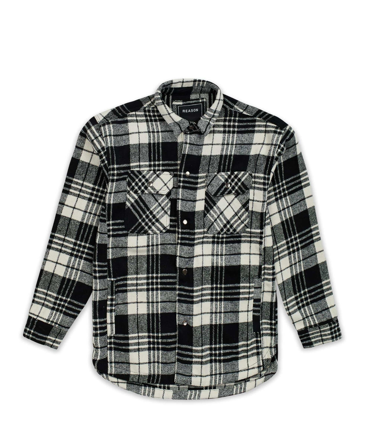 Plaid Black And White Super Heavy Weight Flannel Shirt Jacket | Reason Clothing Best Seller