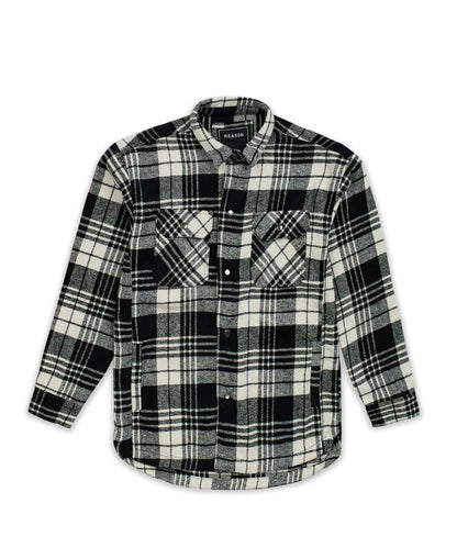 Plaid Black And White Super Heavy Weight Flannel Shirt Jacket | Reason Clothing Best Seller