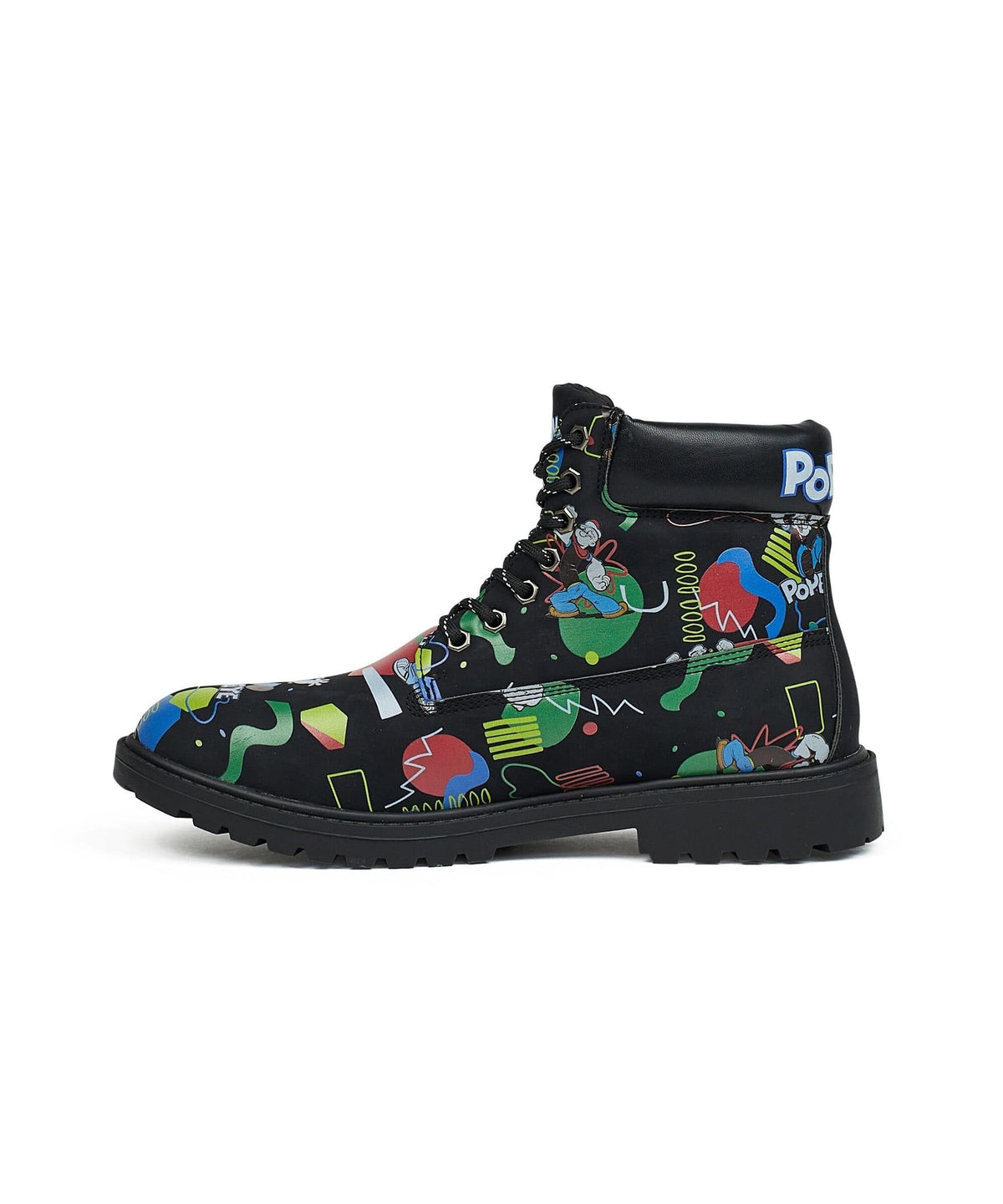 Popeye X Reason Collab Faux Suede Graffiti Print Boots - Black | Reason Clothing Quality