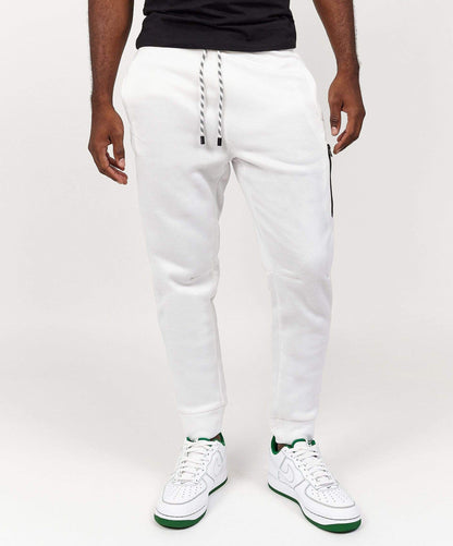 Jeff Slim Fit White Jogger With Side Zip Pocket | Reason Clothing Essential