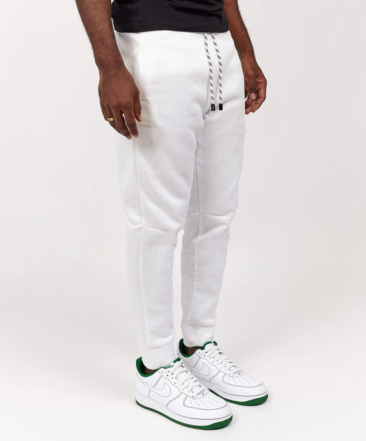 Jeff Slim Fit White Jogger With Side Zip Pocket | Reason Clothing Essential