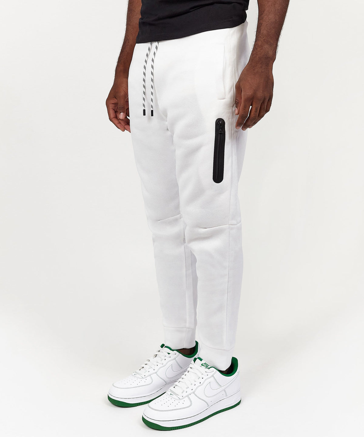 Jeff Slim Fit White Jogger With Side Zip Pocket | Reason Clothing Essential