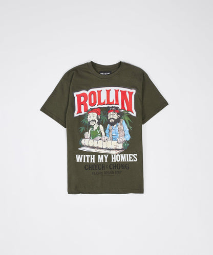 Cheech & Chong Keep Rollin Graphic Short Sleeve Tee - Green | Reason Clothing Top Pick