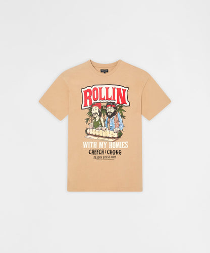 Cheech & Chong Keep Rollin On Graphic Short Sleeve Tee - Khaki | Reason Clothing Customer Favorite