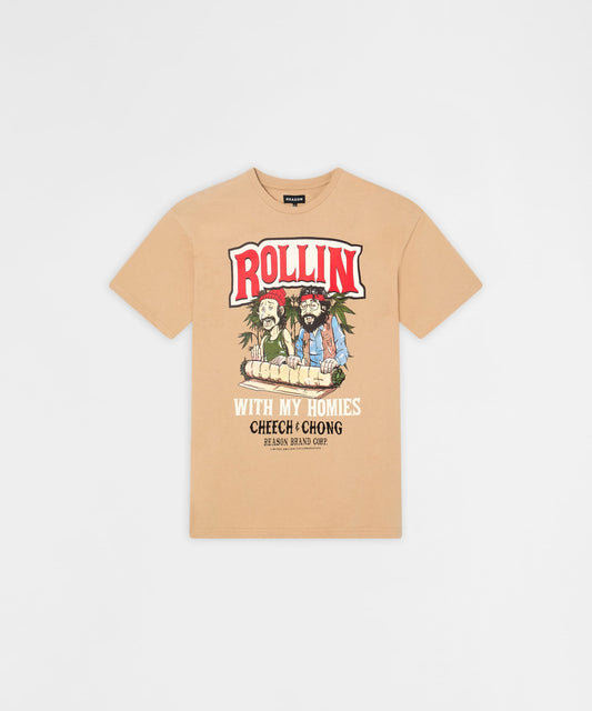 Cheech & Chong Keep Rollin On Graphic Short Sleeve Tee - Khaki | Reason Clothing Customer Favorite