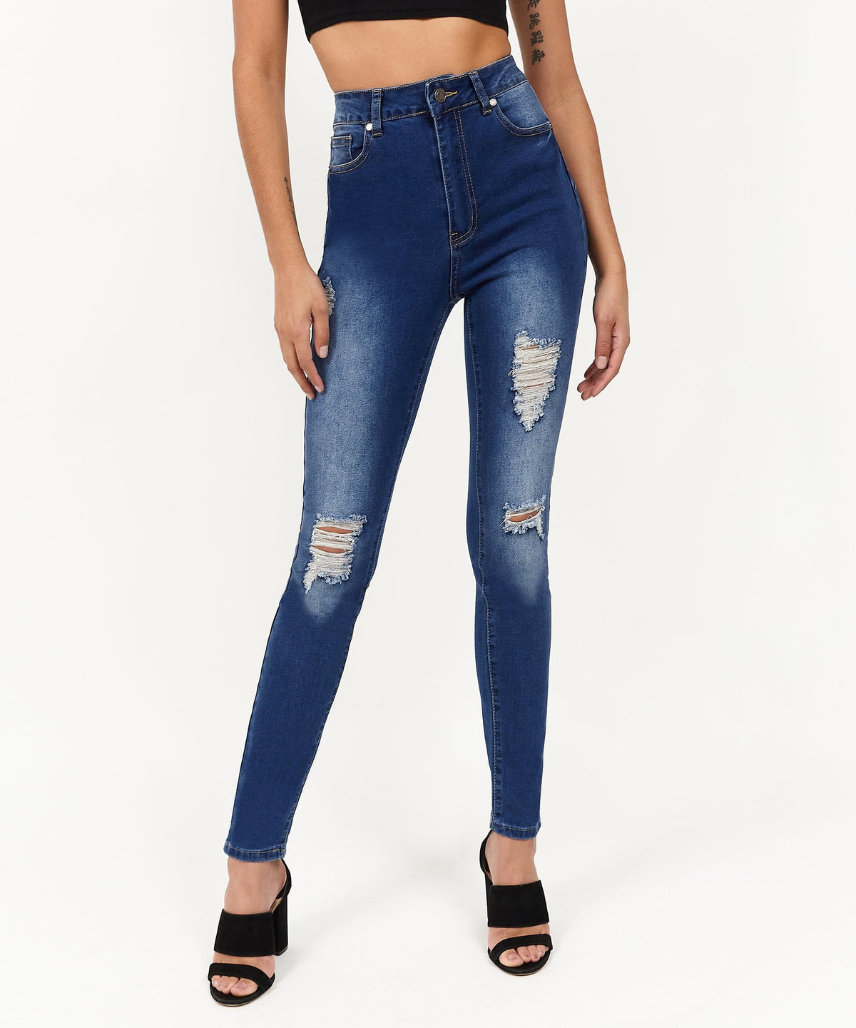 Womens Avas Medium Wash Ripped Jeans | Reason Clothing Hot Sale