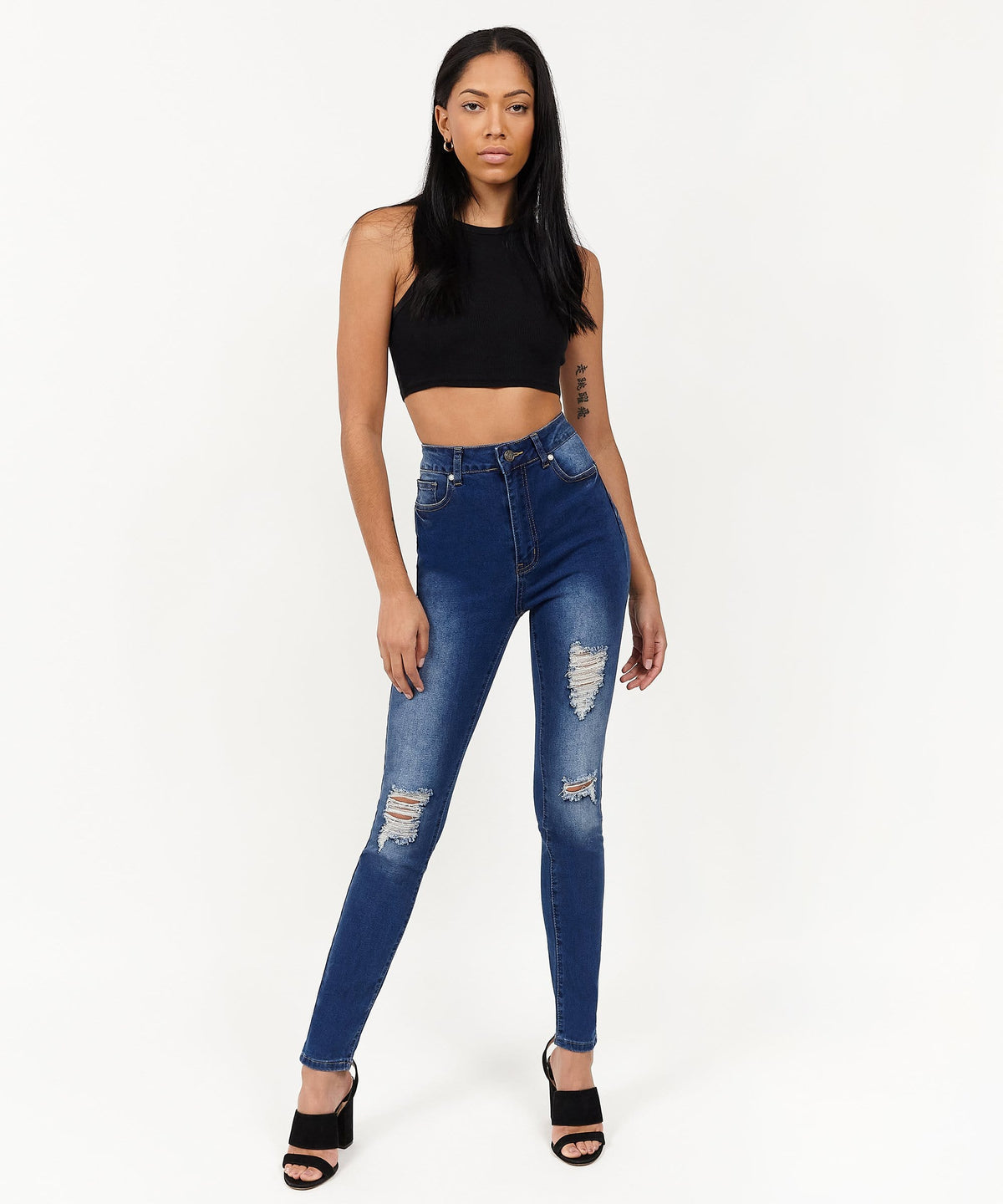 Womens Avas Medium Wash Ripped Jeans | Reason Clothing Hot Sale