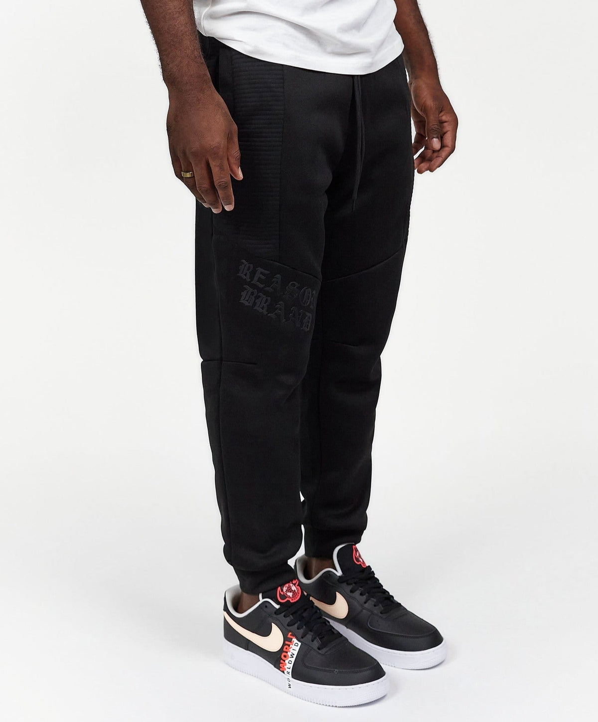 Justin Moto Cuffed Slim Fit Black Jogger | Reason Clothing Popular
