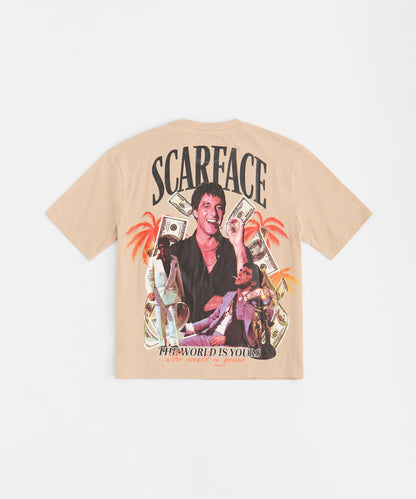 Scarface Money Embroidered Short Sleeve Tee - Khaki | Reason Clothing Essential
