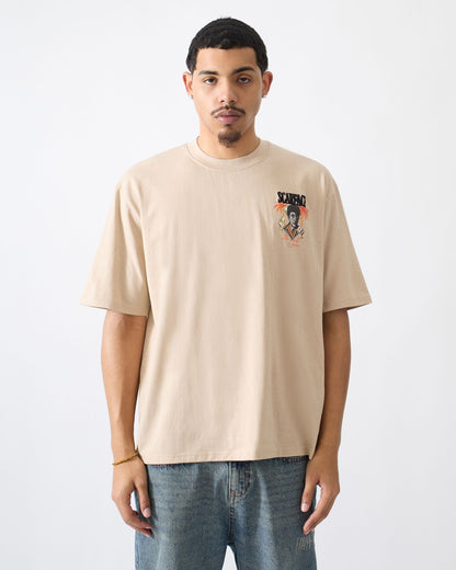 Scarface Money Embroidered Short Sleeve Tee - Khaki | Reason Clothing Essential