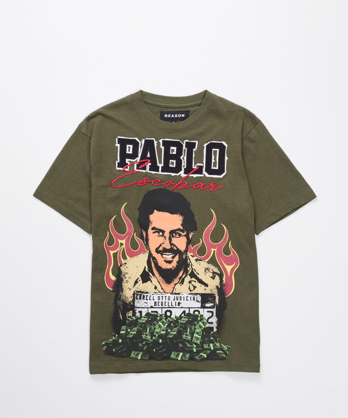 Pablo Mugshot Graphic Short Sleeve Tee - Olive Green | Reason Clothing Signature