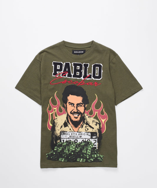 Pablo Mugshot Graphic Short Sleeve Tee - Olive Green | Reason Clothing Signature