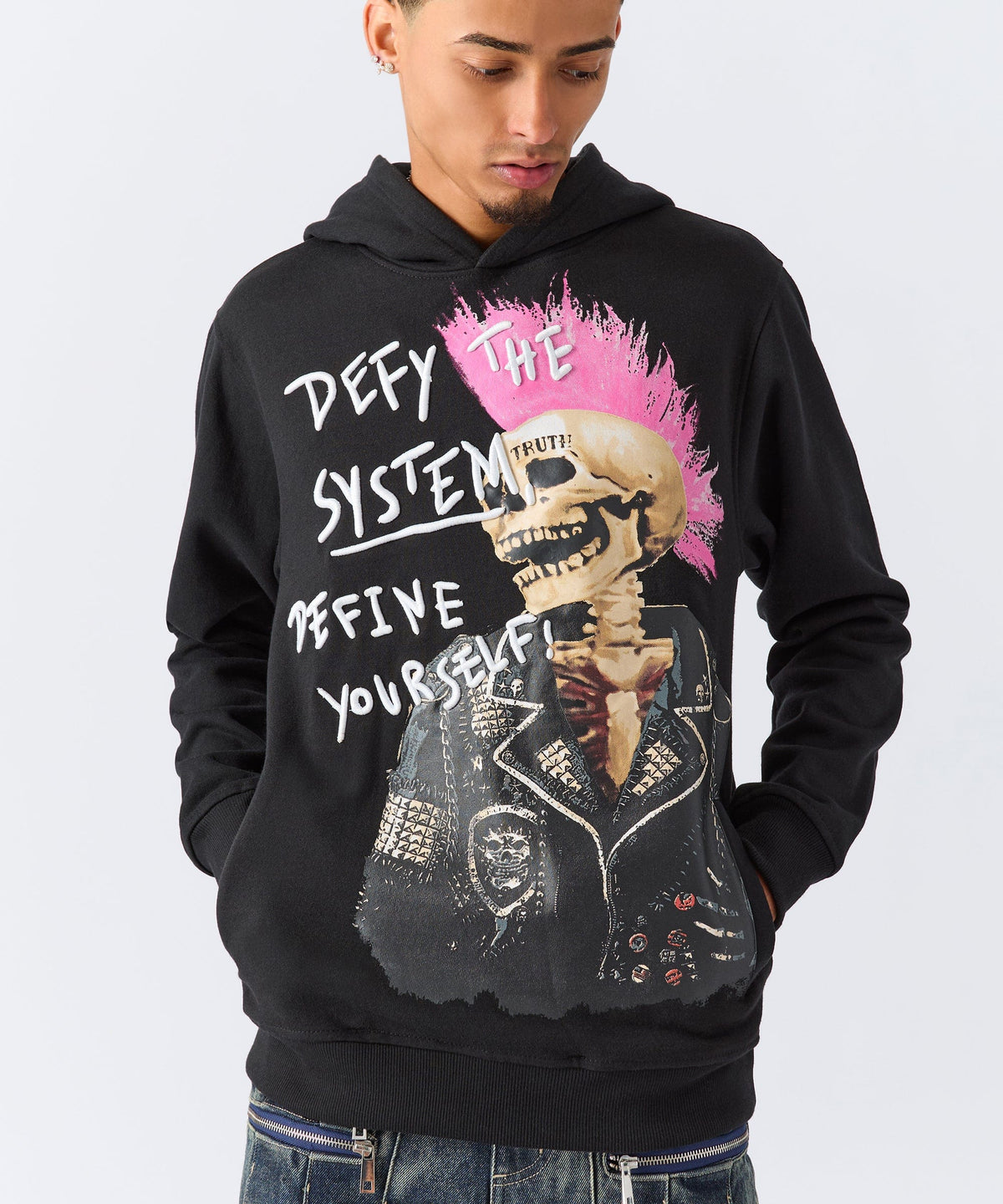 Define Embroidered Hoodie - Black | Reason Clothing Popular