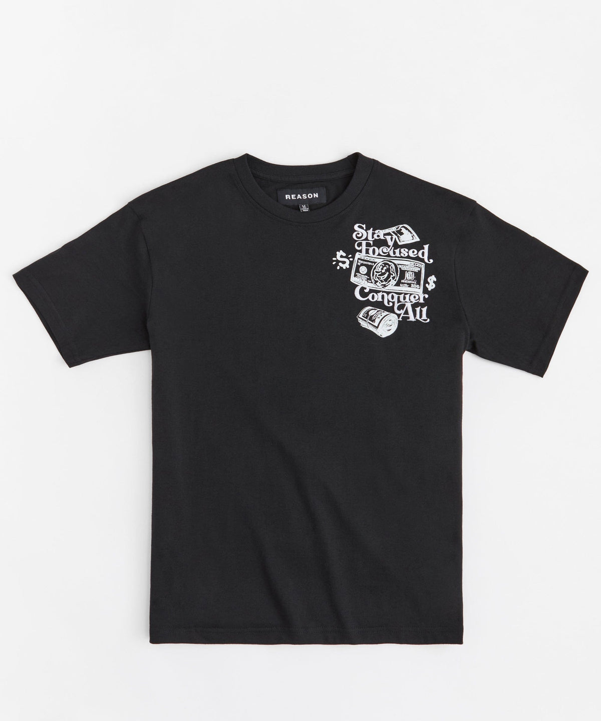 Big Checks Embroidered Short Sleeve Tee - Black | Reason Clothing Value
