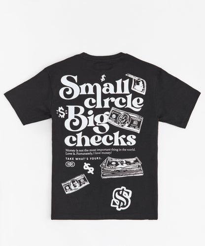 Big Checks Embroidered Short Sleeve Tee - Black | Reason Clothing Value