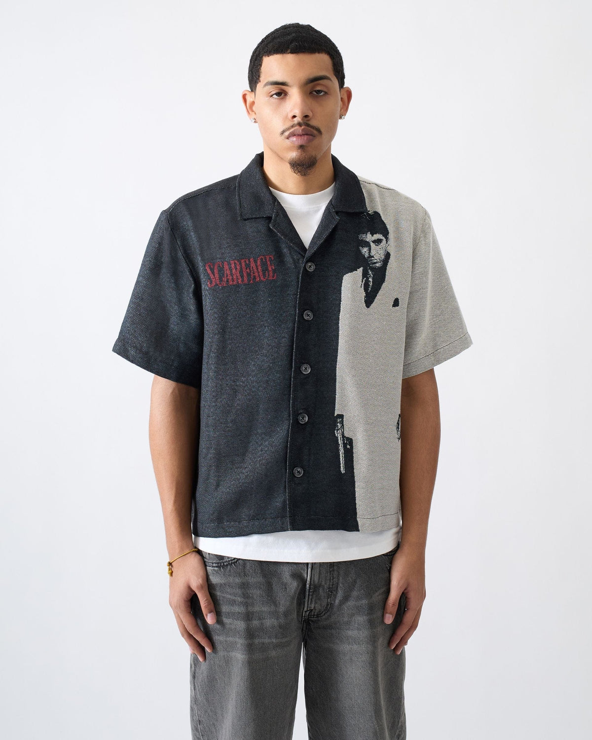 Scarface Tapestry Button Down - Black/White | Reason Clothing Best Price