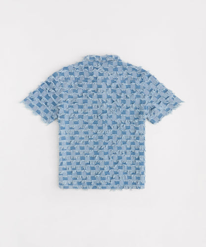 Textured Frayed Button Down Shirt - Blue | Reason Clothing Exclusive