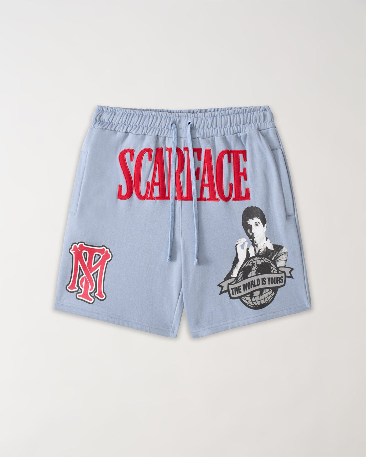Scarface Applique Fleece Short - Light Blue | Reason Clothing Sale
