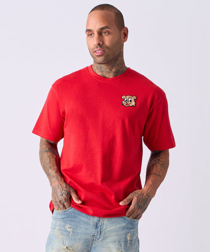 Cub Chenille Patched Short Sleeve Tee - Red | Reason Clothing Latest