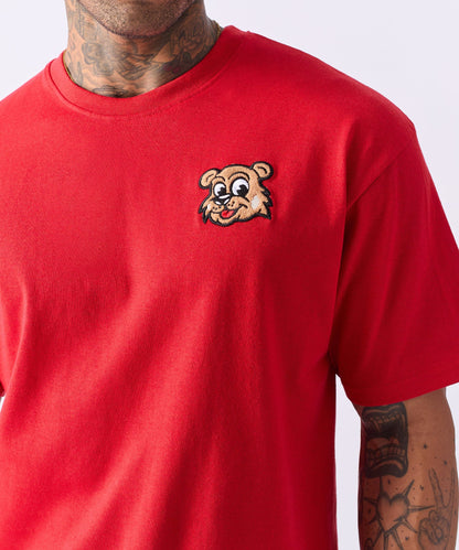 Cub Chenille Patched Short Sleeve Tee - Red | Reason Clothing Latest