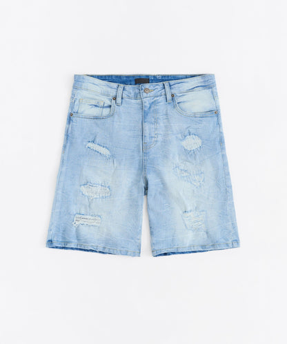 Dunes Rip and Repaired Denim Shorts - Medium Blue | Reason Clothing Signature