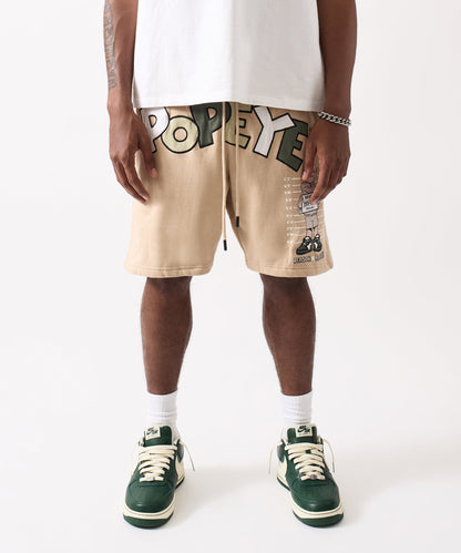 Popeye Mugshot Fleece Short - Tan | Reason Clothing Sale