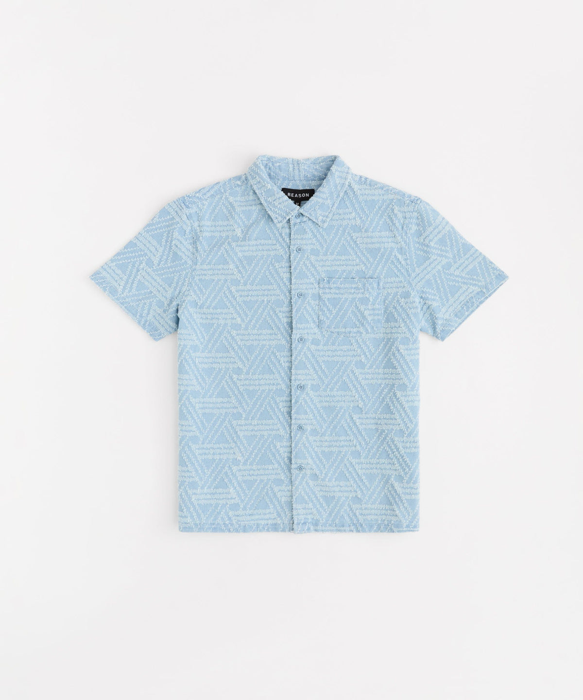 Textured Geometric Button Down Shirt - Light Blue | Reason Clothing Special Offer